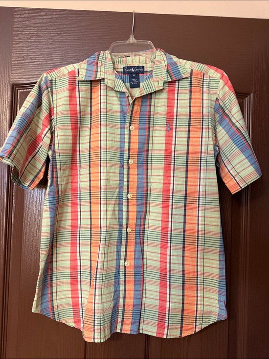 Ralph Lauren Tops - Ralph Lauren Short-Sleeve Plaid Button-Up Shirt - Pastel Multi